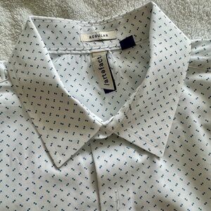 Artifact White Dress Shirt with Subtle Blue Dot Pattern
